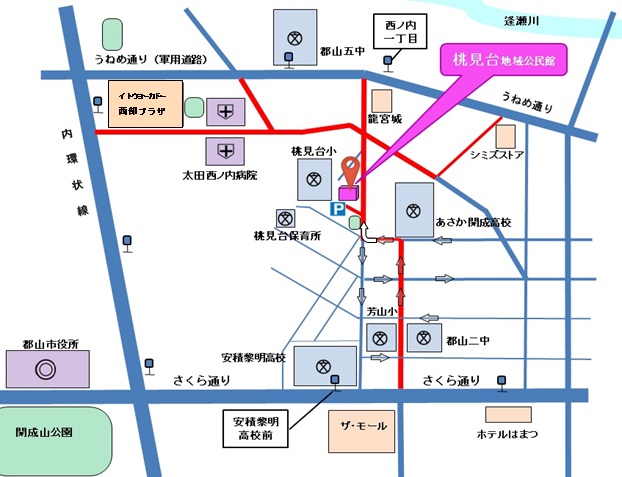 桃身台地域公民館への案内略図