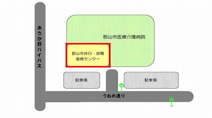 郡山市休日・夜間急病センター地図のイラスト2