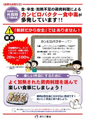 カンピロバクターによる食中毒を予防しましょう（外食時にも要注意）の画像