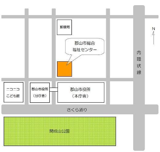 郡山市総合福祉センターの案内図のイラスト