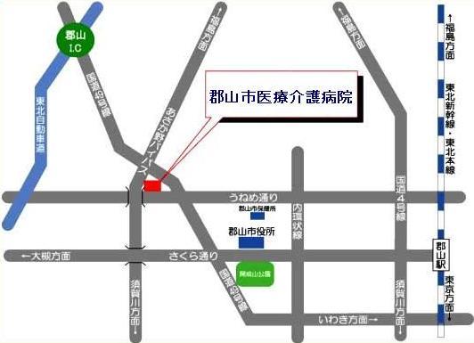 郡山市医療介護病院の地図のイラスト