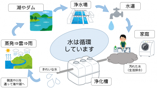 浄化槽できれいになった水は循環して私たちの元に帰ってきます