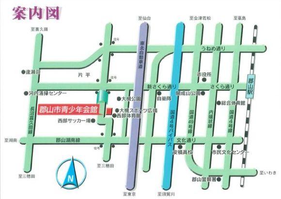 郡山市青少年会館の地図のイラスト