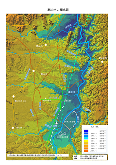 郡山市の標高図