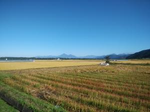 田園と磐梯山