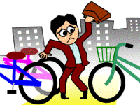 放置自転車に迷惑している人のイラスト