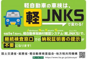 軽ジェンクスは、軽自動車税納付確認システムの略称で、令和5年1月から運用を開始しました。