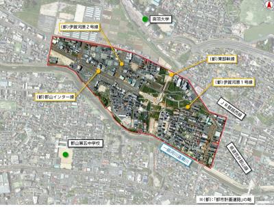 伊賀河原土地区画整理事業位置図