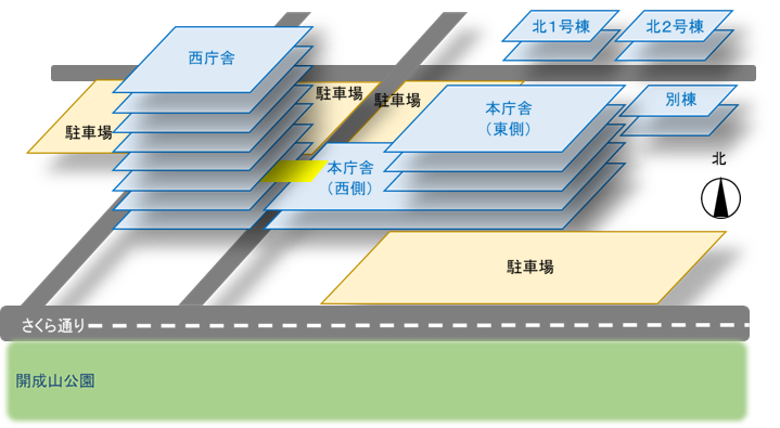 郡山市庁舎配置図