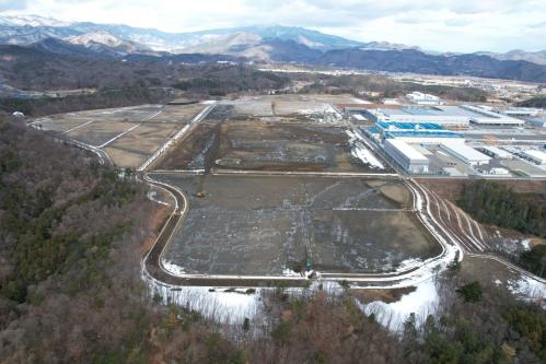 郡山西部第一工業団地第2期工区の空撮写真です。