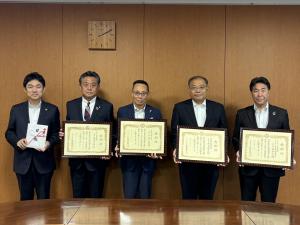 寄附受納及び感謝状の贈呈 （郡山信用金庫様、新協地水株式会社様、リコージャパン株式会社様、株式会社福島高木様）
