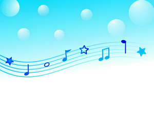 涼しげな流れる音符のイラスト