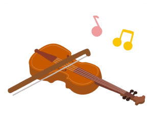 ヴァイオリンと音符のイラスト