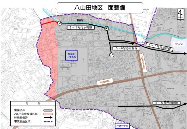 下水道管布設工事八山田地内位置図