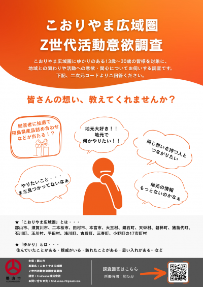 こおりやま広域圏Z世代活動意欲調査チラシ画像