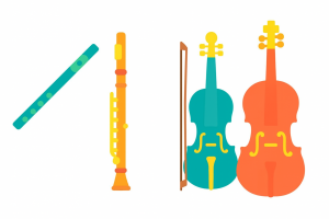 木管楽器と弦楽器のイラスト