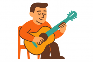 クラシックギターを演奏する男性のイラスト