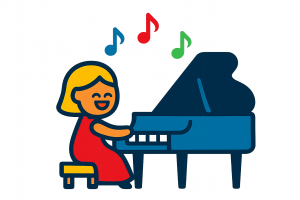 ピアノを弾く女性のイラスト