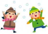 雪遊びする画像