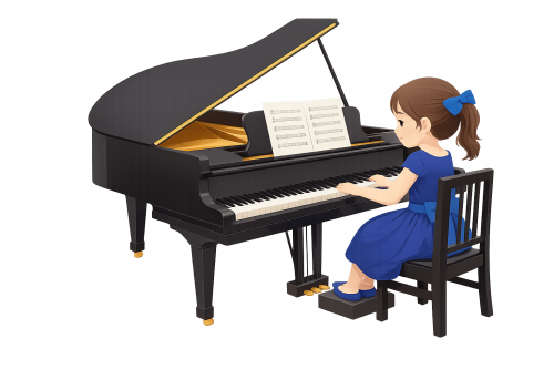 子供がピアノを演奏するイラスト