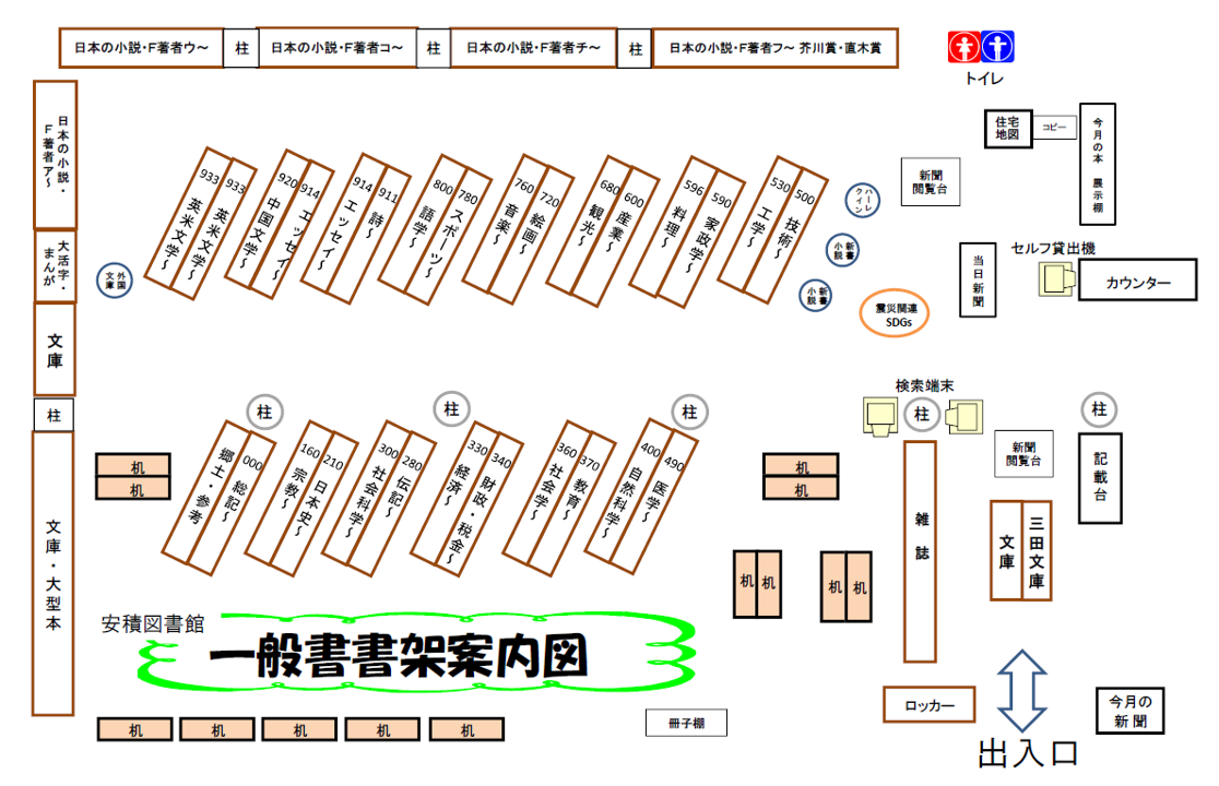 安積図書館一般書書架案内図の画像
