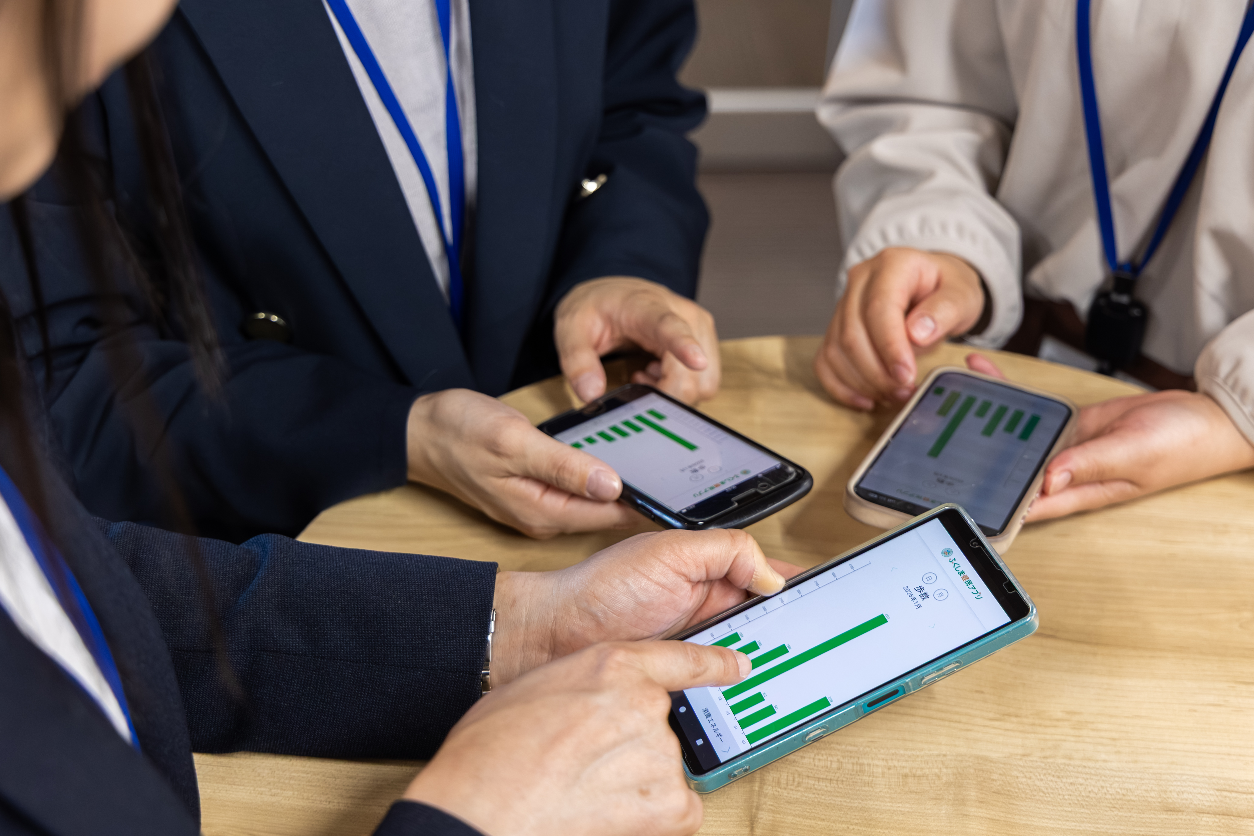 アプリから歩数を確認する陸奥テック社員