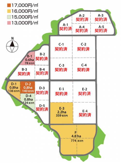 郡山西部第一工業団地第２期工区の区画図です。