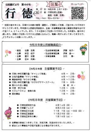 公民館だより行徳第66号表「職員紹介」「主催・共催事業」など