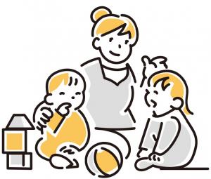保育士と遊ぶ画像