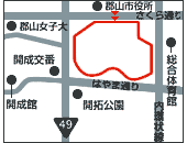 開成山公園の位置図のイラスト