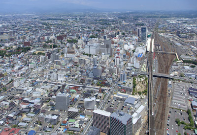 郡山市上空を空撮した写真