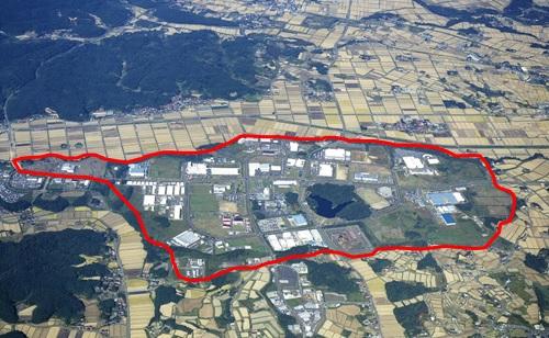 福島県郡山西部第二工業団地の上空写真