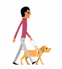 盲導犬と一緒に歩く人のイラスト