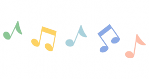 カラフルな音符のイラスト