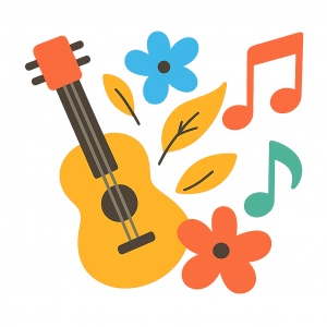 ギターと音符のイラスト