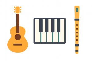 クラシックギター・ピアノ・ケーナのイラスト