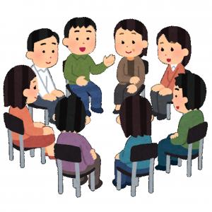 集まって話しているイラスト