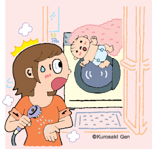 洗濯機や浴槽の蓋に寝かせないで！入浴に伴う乳児の落下に注意